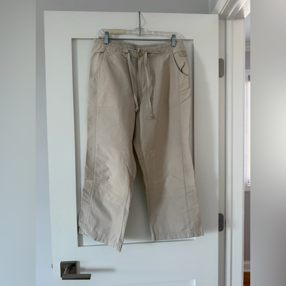 Columbia Women's Small S Drawstring Capri Pants Khaki Nude Beige